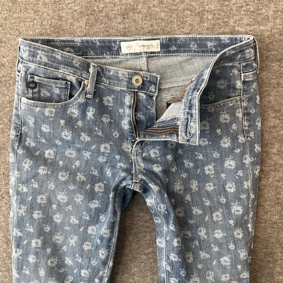 ADRIANO GOLDSCHMIED + LIBERTY ART FABRICS Floral Print Denim Blue Jeans Size 27R - Picture 4 of 16